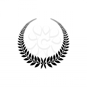 Laurel wreath frame isolated monochrome icon. Vector framing of laurel leaf branches, leader, winner and triumph symbol. Coat of arms mascot, excellence and anniversary sign hand drawn sport ornate