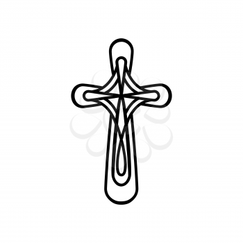 Cross resurrection ornamental emblem isolated icon. Vector spirituality object, ornamental sign of thin lines. Coat of arms, beliefs and faith mascot, sacred worship spirituality element drawing