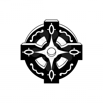 Coptic cross isolated Ireland, Wales and Scotland heraldry monochrome symbol. Vector christian religion sign, ringed celtic wheel cross. Christian religion holy spirit ornamental sign, vintage decor