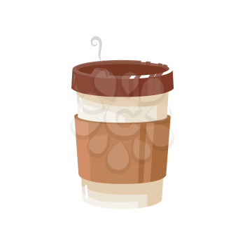 Disposable coffee cup with lid isolated streaming package template. Vector takeaway drink, realistic takeout beverage mockup. Tea or cocoa cup with cover, plastic or paper packaging, glass of coffee