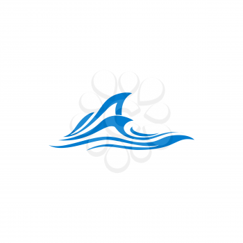 Aqua motion sign, storm at sea or ocean waters isolated linear icon. Vector tidal storm, gale wind, water surface with foam, simple design. Swirly curly waves, surfing sport sign, bad summer weather