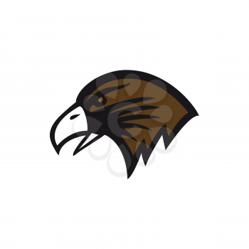 Eagle bird isolated bald falcon head profile hand drawn icon. Vector wild feathered animal icon, hawk or falcon, falconry sport. American coat of arms sign, endangered bird, freedom and power mascot