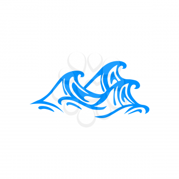 Doodle of waves isolated curly water shapes with liquid foam. Vector swirls to surf, flow or storm symbol, marine stream icon. Cartoon surface of ocean or sea, river or lake isolated icon