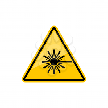 Laser hazard icon isolated radiation sign, yellow triangle. Vector ISO or LED lazer warning symbol, do not look directly at laser lights icon. Safety precaution triangular sign, be careful of light