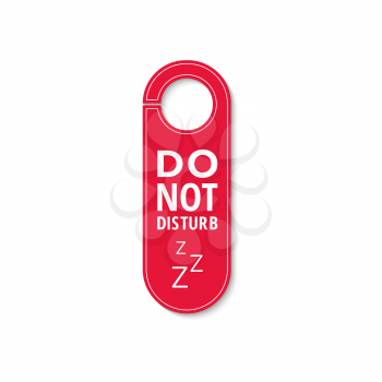 Do not disturb, keep quiet door hanger with zzz sign. Vector door hanger tag, plastic label with prohibition to enter hotel or motel room. Message on handle, sleeping or resting sign, keep silence