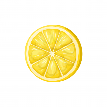 Half of lemon isolated yellow citrus fruit. Vector ripe sour fruit in zest, organic exotic lemonade and tea ingredient. Juicy lemon, summer dessert tropical lime or citron cut or sliced citron