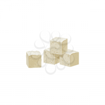 Raffinated sugar tea ingredient isolated icon. Vector four cubes of sugar, tasty sweet food. Brown or white sweetener, blocks of palm or beet sugar, sweeting product, tasty nutritious calorie bricks