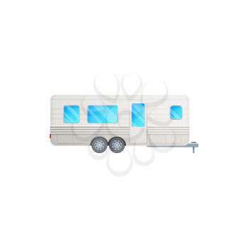 Travel trailer or camper truck van, RV motorhome, vector icon. Camper trailer, recreational van and vacations motor home vehicle, camping adventure and tourism transport on wheels