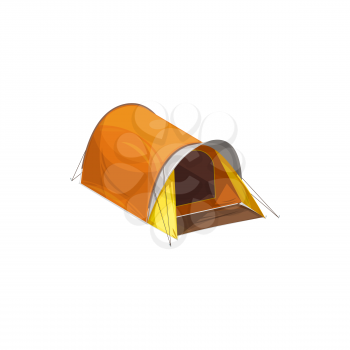 Waterproof dome canopy camping tent isolated cartoon hiking equipment realistic icon. Vector one hall family tent, campsite house with ropes. Marquee home, outdoor recreation, sport and travel tourism