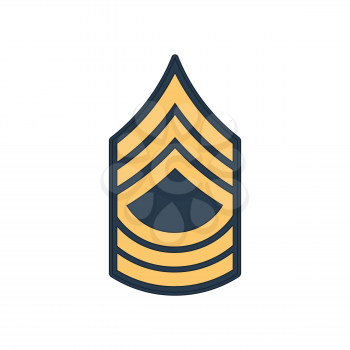 MSG master sergeant insignia of US army isolated icon. Vector United States armed forces chevron, rank of non-commissioned officer armed forces. Sign on uniform, police enlisted military appointment