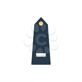 Marine officer military rank of first lieutenant isolated stripe on uniform. Vector insignia of soldier staff, naval emblem sign. Enlisted military rank, United States armed forces army chevron