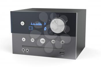 Gray audio cd player on white background