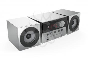 Stereo audio system on white background