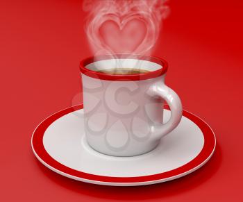 Royalty Free Clipart Image of a Cup of Coffee With Heart Shaped Steam