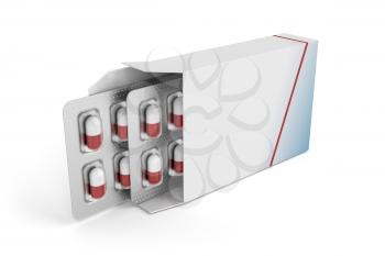 Pills in blister packs in box