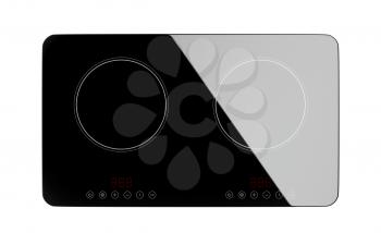 Top view of double induction cooktop isolated on white