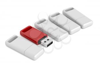 One open and different colored usb stick among others