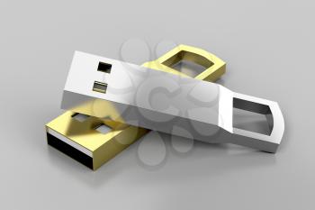 Stylish silver and gold colored usb flash drives 