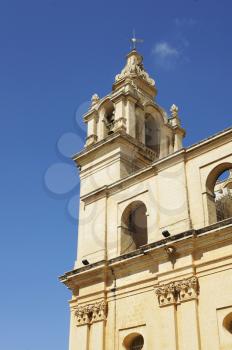 Bell tower of St. Paul Cathedral in Mdina, Malta