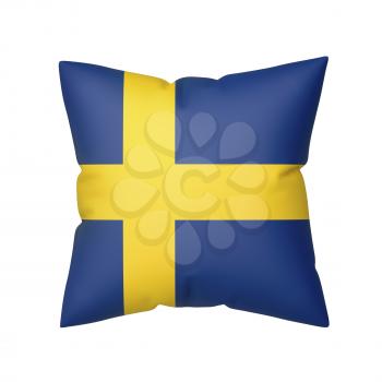 Pillow with the flag of Sweden, isolated on white background