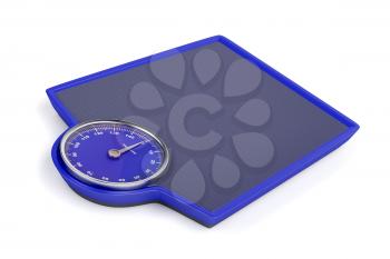 Blue weight scale on white background