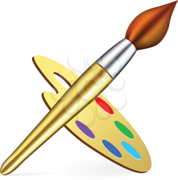 Royalty Free Clipart Image of a Paintbrush and Palette