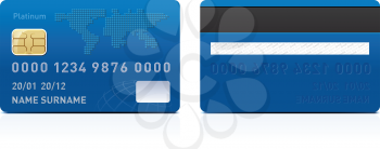 Royalty Free Clipart Image of a Credit Card Front and Back