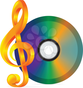 Royalty Free Clipart Image of a Disc and Treble Clf