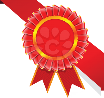 Royalty Free Clipart Image of a Red Ribbon and Badge