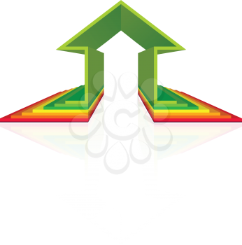 Royalty Free Clipart Image of an Arrow Indicating an Eco House