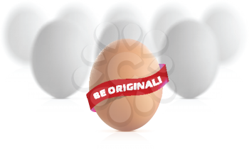Royalty Free Clipart Image of a Brown Egg With White Ones