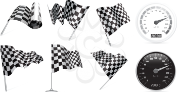 Royalty Free Clipart Image of Checkered Flags