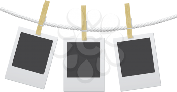 Royalty Free Clipart Image of Blank Photos Hanging on a String