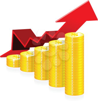 Royalty Free Clipart Image of a Graph With Money