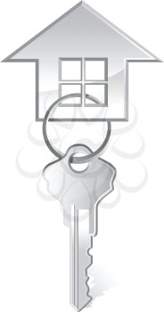 Royalty Free Clipart Image of a House Key Fob and Key