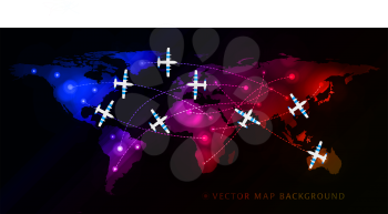 Royalty Free Clipart Image of a Map With Planes