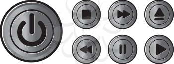 Royalty Free Clipart Image of Icon Metal Buttons