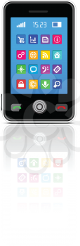 Royalty Free Clipart Image of a Phone With Apps