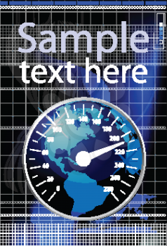 Royalty Free Clipart Image of a Speedometer in the Form of a Globe With Space for Text Above