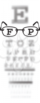 Royalty Free Clipart Image of an Eye Test With Glasses