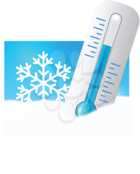 Royalty Free Clipart Image of a Thermometer and Snowflake