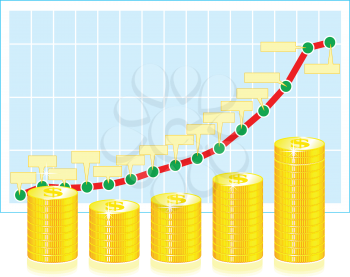 Royalty Free Clipart Image of a Coin Graph