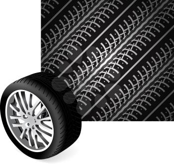 Royalty Free Clipart Image of Tire Treads and a Tire