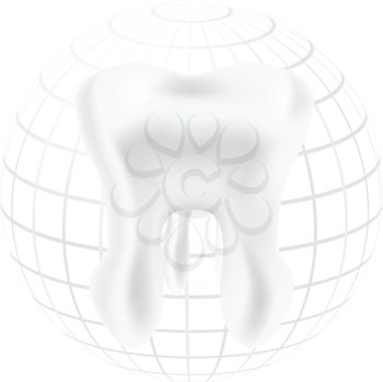 Royalty Free Clipart Image of a Tooth With a Globe