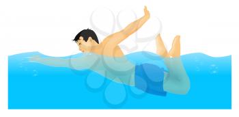 Royalty Free Clipart Image of a Man Swimming