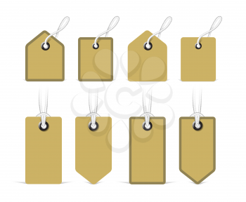 Price tags with realistic rope. Vector illustration