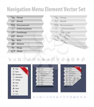 Folded navigation menu. Vector set on white