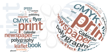 Printing Word Cloud vector concept illustration on white