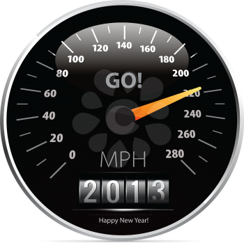 speedometer with 2013 counter in vector on white background