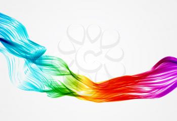 Abstract colorful smoke waves over the white background. Vector illustration